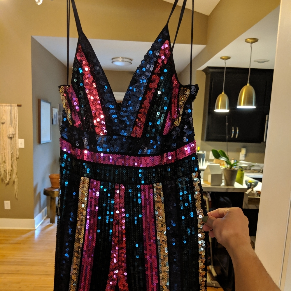 Express Sequin Party Jumpsuit